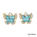 Blauer Schmetterling Legierung Anhänger Strass Harz DIY Halskette Schmuck Zubehör Stück - Blauer Strass Schmetterling / 1 Stück / Gold