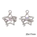 Legierung Stern Anhänger DIY Schmuck Accessoires Silber Farbe Harz Strass Charms - Rosa Strass Stern / 1 Stück / Silber