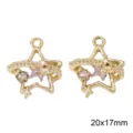 Goldstern Anhänger Legierung Harz DIY Halskette Schmuck Zubehör 20x17mm Variante - Rosa Strass Stern / 1 Stück / Gold