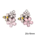 Legierung rosa Harz Blume Biene Anhänger DIY handgemachte Halskette Schmuck Zubehör 20x16mm - Rosa Blume / 1 Stück / Silber
