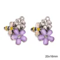 Legierung Biene Blumen Anhänger DIY handgemachte Halskette Zubehör Anhänger 20x16mm - Lila Blume / 1 Stück / Silber