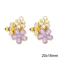 Goldfarbene Legierung Biene Blume Harz Anhänger DIY Halskette Schmuck Zubehör 20x16mm - Lila Blume / 1 Stück / Gold