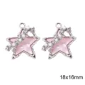 Rosa Harz Stern Anhänger Legierung mit Perlen und Strass, 18x16mm DIY Schmuck Accessoire - Rosa Stern / 1 Stück / Silber