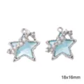 Blauer Stern Legierung Harz Perle Strass Anhänger DIY Halskette Schmuck Zubehör 18x16mm - Blauer Stern / 1 Stück / Silber