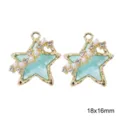 Stern Legierung Harz Strass Perle Anhänger DIY Handgemachte Halskette Schmuckteil 18x16mm - Blauer Stern / 1 Stück / Gold