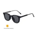 Men square photochromic sunglasses trendy black frame outdoor UV protection eyewear - Square Photochromic Style (C1) / C1 Glossy Black (Light Grey to Dark Grey)