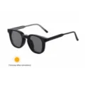 Stylish square frame color-changing sunglasses for men, trendy outdoor UV protection sunwear. - Square Photochromic Style (C2) / C2 Matte Black (Light Grey to Dark Grey)