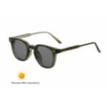 Men's stylish square photochromic sunglasses with trendy acetate frames and dark lenses. - Square Photochromic Style (C4) / C4 Translucent Matte Olive (Light Grey to Dark Grey)