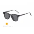 Fashion square frame sunglasses for men with color-changing lenses and stylish grey design. - C5 Translucent Matte Grey Blue (Light Grey to Dark Grey)