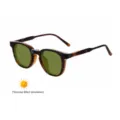 2026 New mens square photochromic sunglasses tortoise shell frame trendy eyewear variant - C6 Dark Smoke Grey and Tortoise (Light Green to Dark Green)