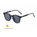 Men Square Photochromic Sunglasses Blue Translucent Frame Tortoise Temple UV400 New - C7 Translucent Royal Blue and Tortoise (Light Grey to Dark Grey)