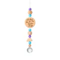 Pet memorial crystal suncatcher wind chime with wooden beads and engraved rainbow bridge plaque - Meet You at Rainbow Bridge (Style B-2)