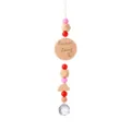 Pet memorial hanging crystal sun catcher with wooden beads and engraved text for garden decor - Furever Loved (Style B-3)