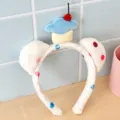 Diadema de felpa linda con topos coloridos y diseño de cereza de cupcake, accesorio de pelo. - 1# Diadema de Oso Pastel