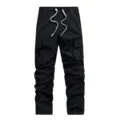 Herren schwarze taktische Cargohose mit Taschen, lässige gerade Streetwear Freizeithose. - S / Unterteile / Schwarz