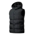 Herren Winter warmer Kapuzen Puffer Weste lässige ärmellose gepolsterte Jacke Outdoor - XS / Oberteile / Schwarz
