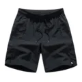 Herren schwarze Badeshorts Sommer Freizeithosen kurze Sporthosen mit Reissverschlusstaschen - S / Unterteile / Schwarz