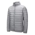 Herren leichte graue Steppjacke Stehkragen Reißverschluss Winter warme Freizeitjacke - M / Oberteile / Grau