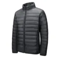 Herren Schwarze Leichte Stehkragen Steppjacke Winter Warme Lässige Oberbekleidung Slim - M / Oberteile / Schwarz
