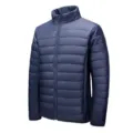 Herren Leichte Steppjacke Winter Warm Stehkragen Reißverschluss Dunkelblau Mantel - M / Oberteile / Dunkelblau