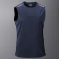 Canotta Sportiva Uomo Asciugatura Rapida Blu Scuro Senza Maniche Fitness Running Top - Blu scuro