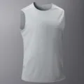 Herren schnelltrocknendes Sport-Tanktop, atmungsaktives Mesh ärmelloses Fitness-Laufshirt. - XS / Oberteile / Hellgrau