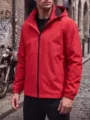Men's red hooded jacket casual sports outerwear waterproof fabric European size detail - Red