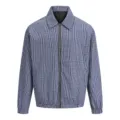 Herren blau-weiße Karomuster Freizeitjacke mit Umlegekragen und Reißverschluss für Herbst. - XS / Oberteile / Blau