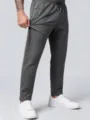 Herren dunkelgraue lässige Sport Jogger Hose Detailansicht mit Kordelzug und weichem Stoff. - XS / Gerades Bein / Grau