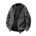 Herren texturierte graue Kapuzenjacke mit Reißverschluss Freizeit Herbst Winter Oberbekleidung - M / Oberteil (5016) / Dunkelgrau