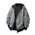 Herren Freizeit Kapuzenjacke mit Schwarz-Weiß-Muster für Herbst und Winter im Alltag. - M / Oberteil (5016) / Hellgrau