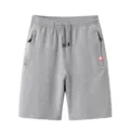 Graue Herren Sportshorts mit Kordelzug am Bund und praktischen Reißverschlusstaschen. - S / Unterteile / Hellgrau