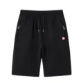Herren schwarze lässige Sportshorts Sommer gerade Fünf-Punkt-Hose mit Kordelzug. - S / Unterteile / Schwarz