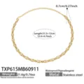 Goldene Edelstahl Strass ovale Kette Halskette Detailansicht mit Groessen und Gewichtsangaben. - Halskette / Weiß Zirkonia 31.5+12cm / Gold