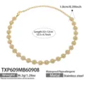 Vergoldete Edelstahl Strass Blume Choker Halskette elegante Mode Schmuck Accessoire. - Halskette / 32+12cm / Gold