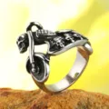 Vintage Motorfiets Schedel Ring Retro Biker Punk Rock Vinger Sieraden Cadeau voor Man en Vrouw - Maat 7 / Staalkleur