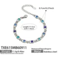 Edelstahl blauer Kristall Armband mit verstellbarer Laenge, elegantes Modeschmuck Stueck. - Armband / Blau Zirkonia 17+5cm / Stahlfarben