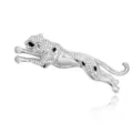 Superbe broche panthère sautante en strass, bijou animalier argenté de luxe pour accessoire. - Argent (A146-B)