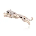 Broche léopard bondissante de luxe avec strass, accessoire élégant de revers pour hommes et femmes. - Or (A146-A)