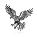 Eindrucksvolle Adler Brosche mit funkelnden Strasssteinen, vintage Tier Anstecknadel. - Waffenschwarz Ausgebreitete Flügel Adler (C959-C)