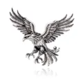 Detailansicht der Vintage silbernen Adler Brosche mit funkelnden Strasssteinen Herren. - Vintage Silber Ausgebreitete Flügel Adler (C959-B)