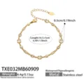 Stainless steel 18K gold plated zircon geometric chain bracelet for women elegant jewelry - Zirconia Gold Bracelet (TXE032) / 16.5+5cm / Gold