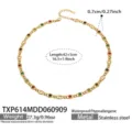 Stainless steel 18k gold plated multi-color zircon station necklace detail view and specs. - Multicolor Zirconia Gold Necklace (TXP614) / 42+5cm / Colorful