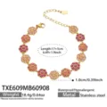 Edelstahl vergoldete Blumen Strass Armband, elegante mehrfarbige Kristall Schmuck. - Armband / 17+5cm / Fuchsia