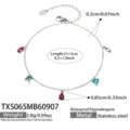 Stainless steel colorful cubic zirconia charm dainty anklet bracelet for women daily wear - Anklet (TXS065) / 21.5cm / Steel Color (Colorful Zirconia)