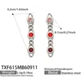 Edelstahl bunte Zirkon Ohrhänger minimalistischer Modeschmuck für Damen Alltag Kleidung Stil. - Ohrringe / Roter Zirkonia / Stahlfarben