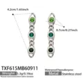 Edelstahl grüne Zirkon Ohrhänger, elegantes geometrisches Design, leicht und hypoallergen. - Ohrringe / Gruener Zirkon / Stahlfarben