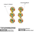 Vergoldete Edelstahl mehrfarbige Zirkon Blumen Ohrringe fuer Damen Mode Schmuck - Mehrfarbige Ohrringe / Gold