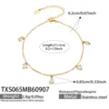 Stainless steel 18k gold plated multi-charm cubic zirconia dainty bracelet for women chic - Anklet (TXS065) / 21.5cm / Gold (White Zirconia)