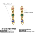 Bunte Zirkon Edelstahl 18K vergoldete minimalistische ovale Ohrringe Damen Schmuck - Ohrringe / Mehrfarbig / Gold